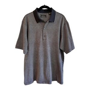 GREG NORMAN, MENS, SHORT SLEEVE,  POLO SHIRT. BLACK STRIPE. SIZE M